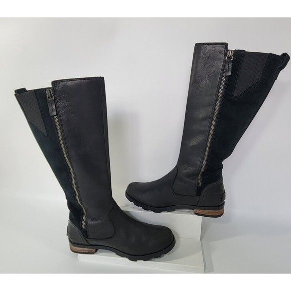 Sorel Women’s Black Leather Emelie 15" Tall Riding Boots NL3311-010 Size 8.5 - Picture 5 of 16